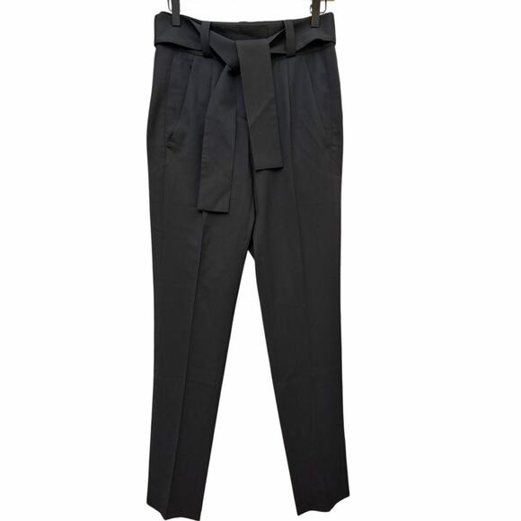 Maje Pants - Maje High‎ Waisted Belted Tie Waist Pants Size 34 XS Black Luxury Virgin Wool